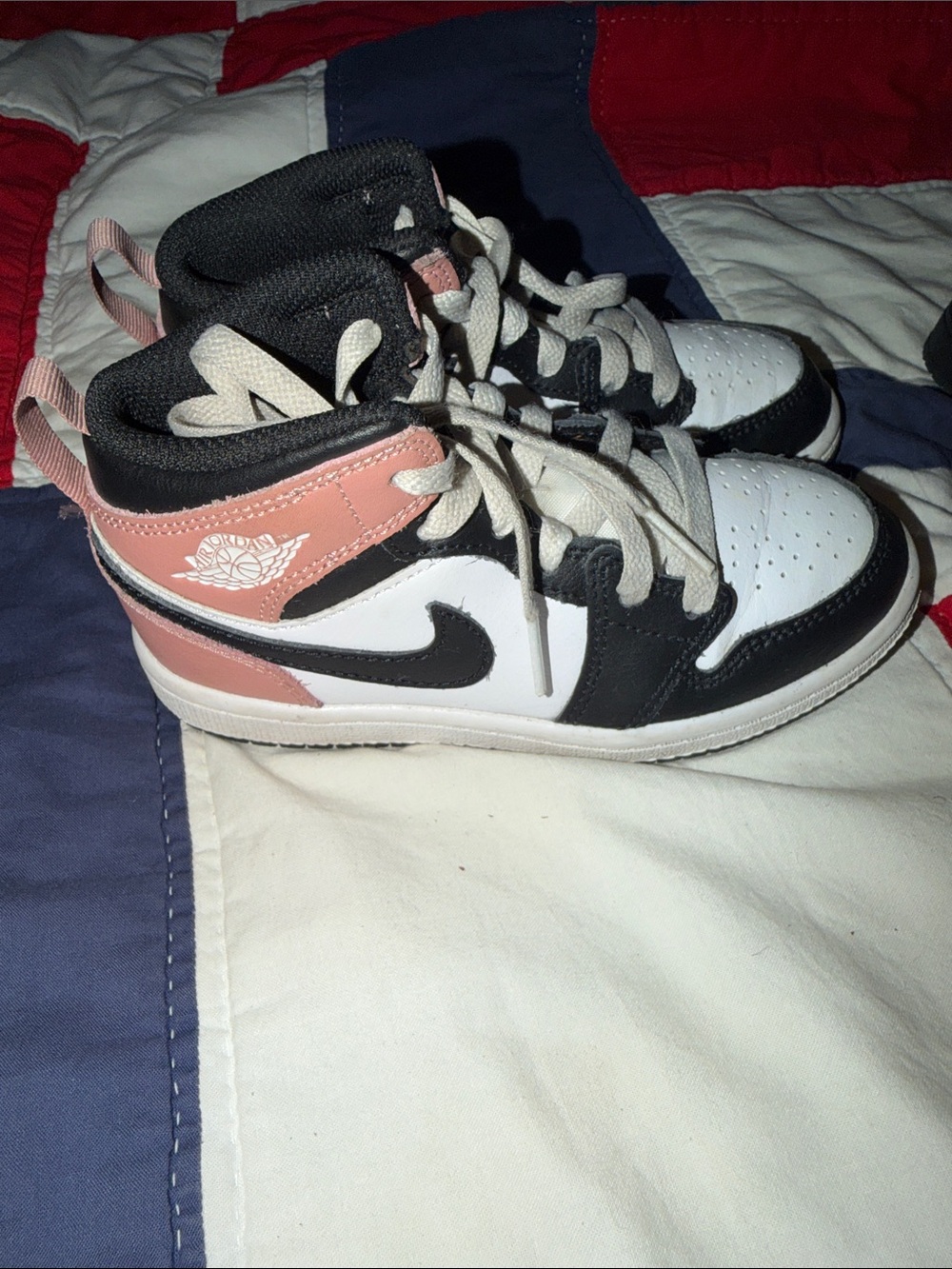 Nike Kids Mid-Top Sneakers in Pink, Black, and White
